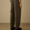 Katoenen ripstop boxy cargo-broek met Lens-detail