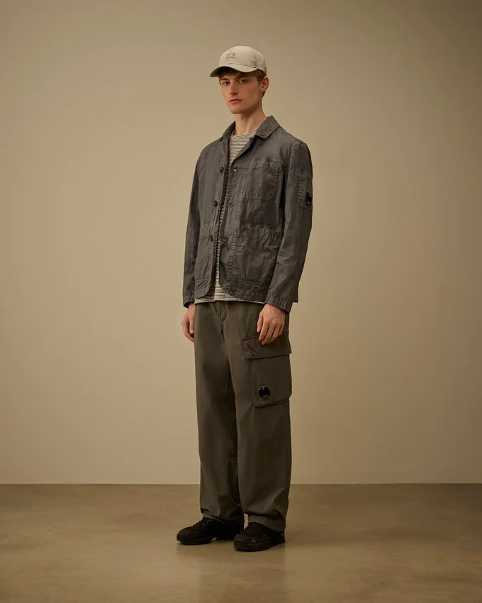 Katoenen ripstop boxy cargo-broek met Lens-detail