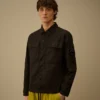 Katoenen ripstop overshirt met boxy pasvorm, knopen en Lens-detail