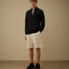 Katoenen Sea Island-trui met halve rits en Lens-print