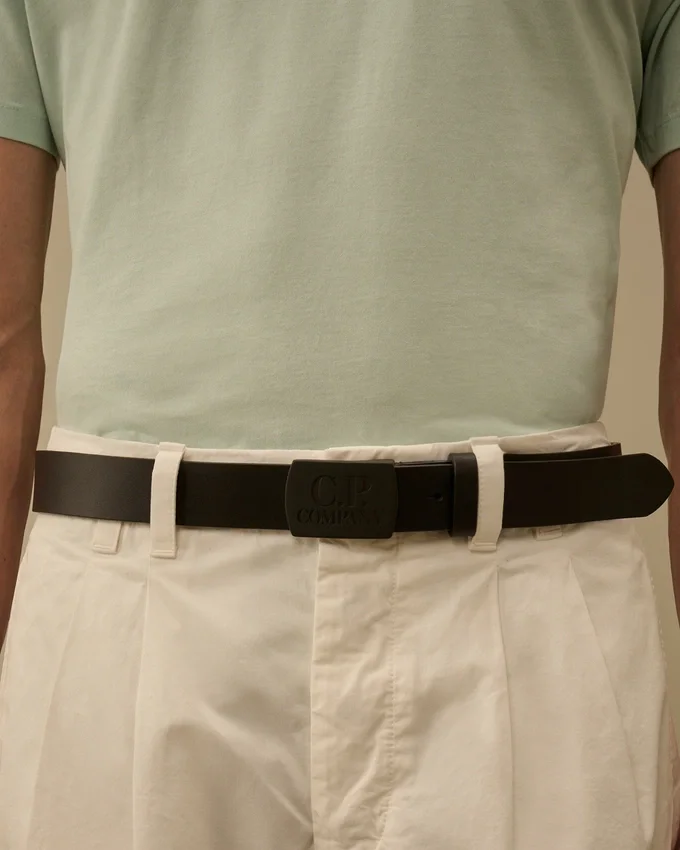Leren riem met logo