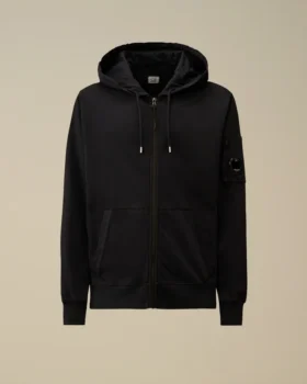 Licht fleece sweatshirt met capuchon, rits en Lens-detail