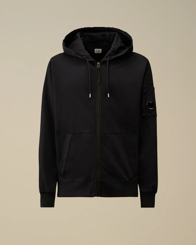 Licht fleece sweatshirt met capuchon, rits en Lens-detail