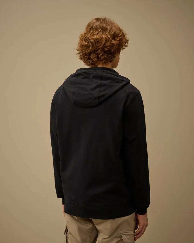 Licht fleece sweatshirt met capuchon, rits en Lens-detail