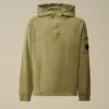 Licht fleece-sweatshirt met halve rits met Lens-print