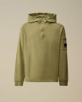 Licht fleece-sweatshirt met halve rits met Lens-print