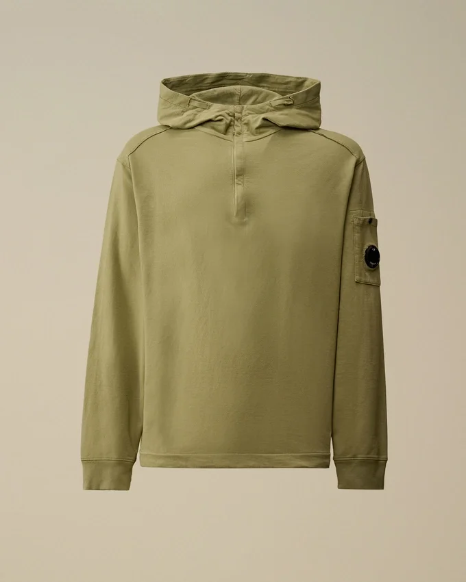 Licht fleece-sweatshirt met halve rits met Lens-print