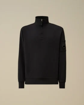 Licht fleece-sweatshirt met halve rits met Lens-print