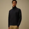 Licht fleece-sweatshirt met halve rits met Lens-print