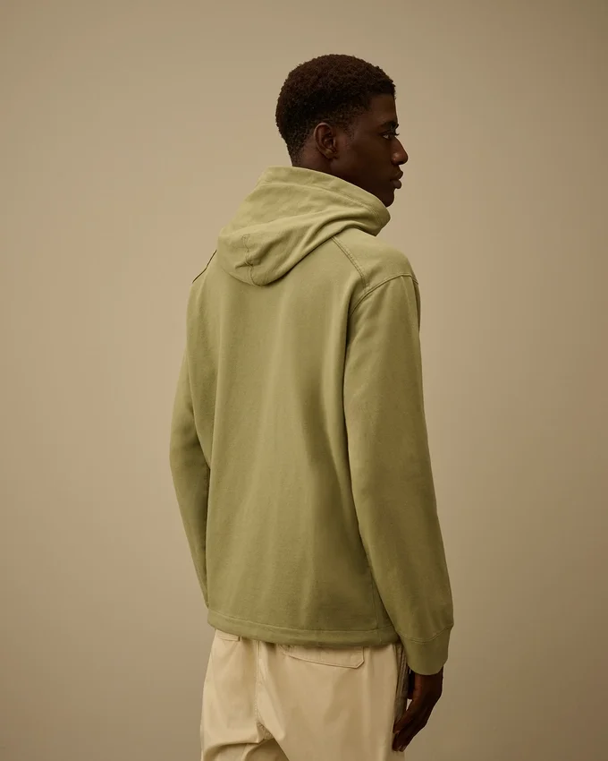 Licht fleece-sweatshirt met halve rits met Lens-print