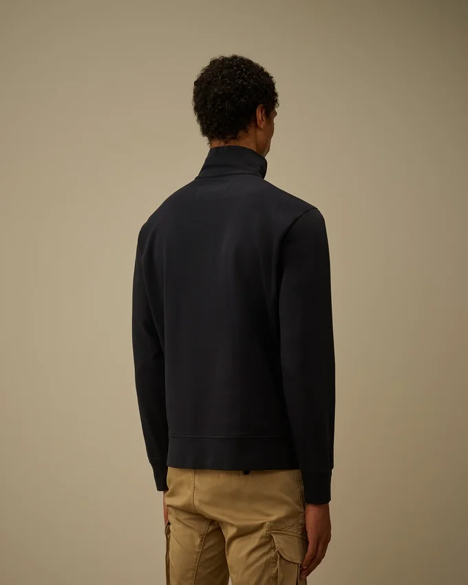 Licht fleece-sweatshirt met halve rits met Lens-print