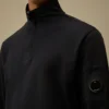 Licht fleece-sweatshirt met halve rits met Lens-print