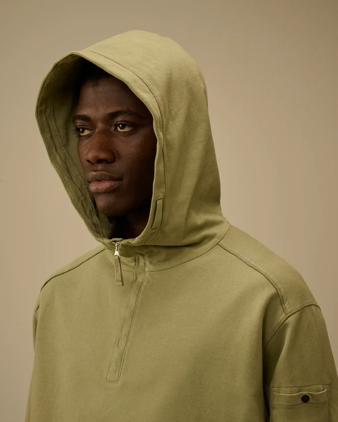 Licht fleece-sweatshirt met halve rits met Lens-print