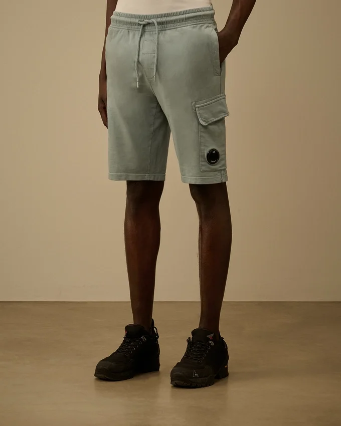 Lichte fleece cargo-sweatshorts met Lens-detail