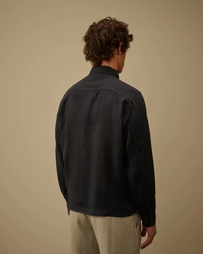 Linnen overhemd met lange mouwen en knoopsluiting