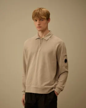 Malfilè fleece-sweatshirt met Lens-motief en halve rits