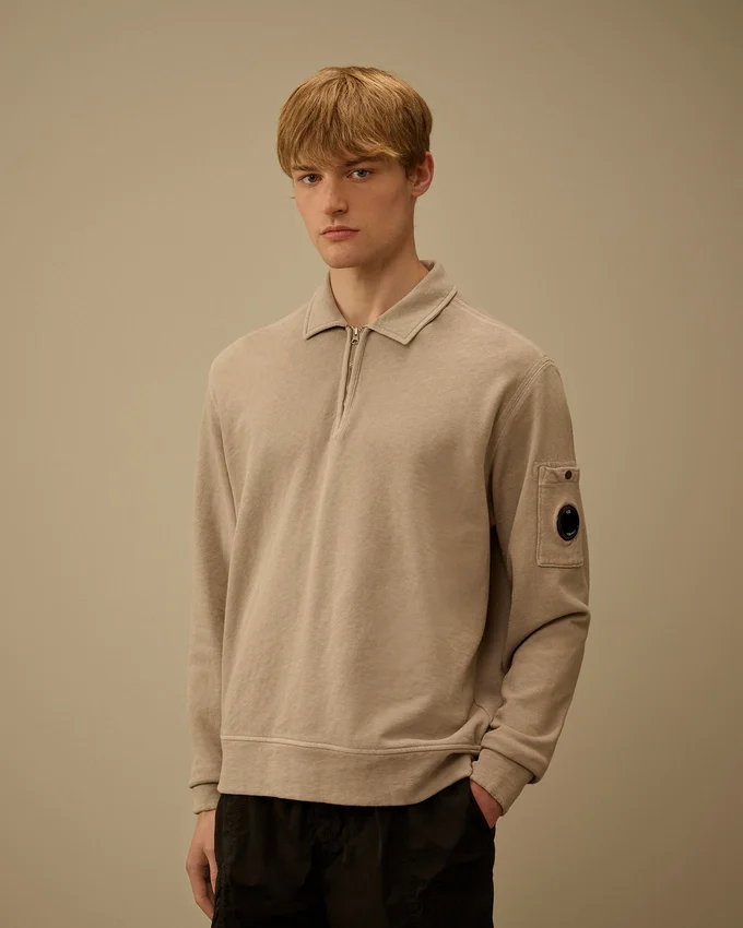 Malfilè fleece-sweatshirt met Lens-motief en halve rits