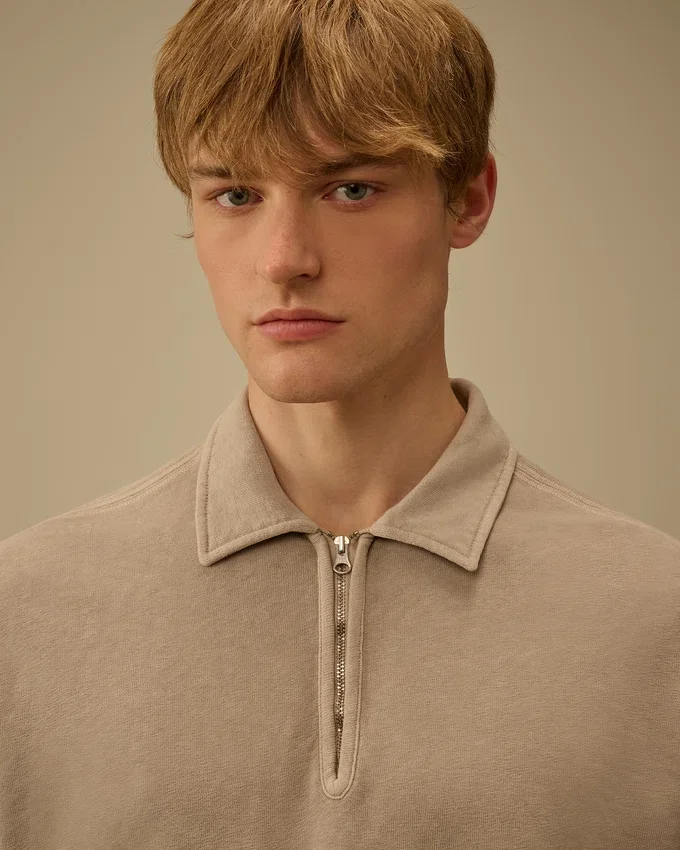 Malfilè fleece-sweatshirt met Lens-motief en halve rits