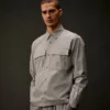 Metropolis Series gabardine overhemd met lange mouwen en knoopsluiting