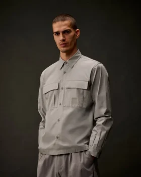 Metropolis Series gabardine overhemd met lange mouwen en knoopsluiting