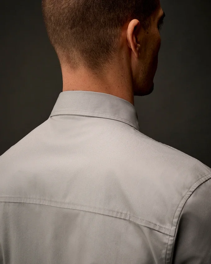 Metropolis Series gabardine overhemd met lange mouwen en knoopsluiting