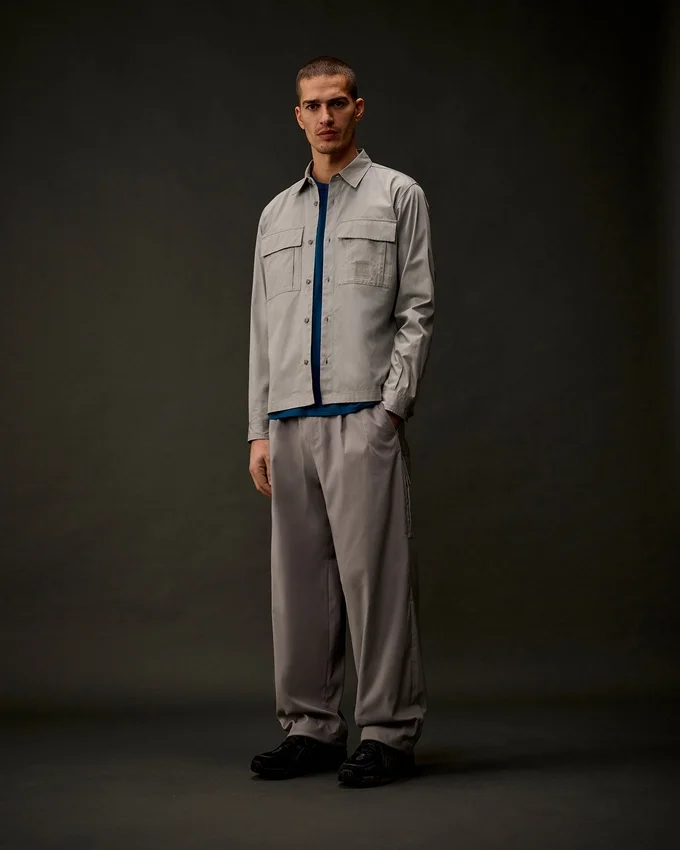 Metropolis Series gabardine overhemd met lange mouwen en knoopsluiting