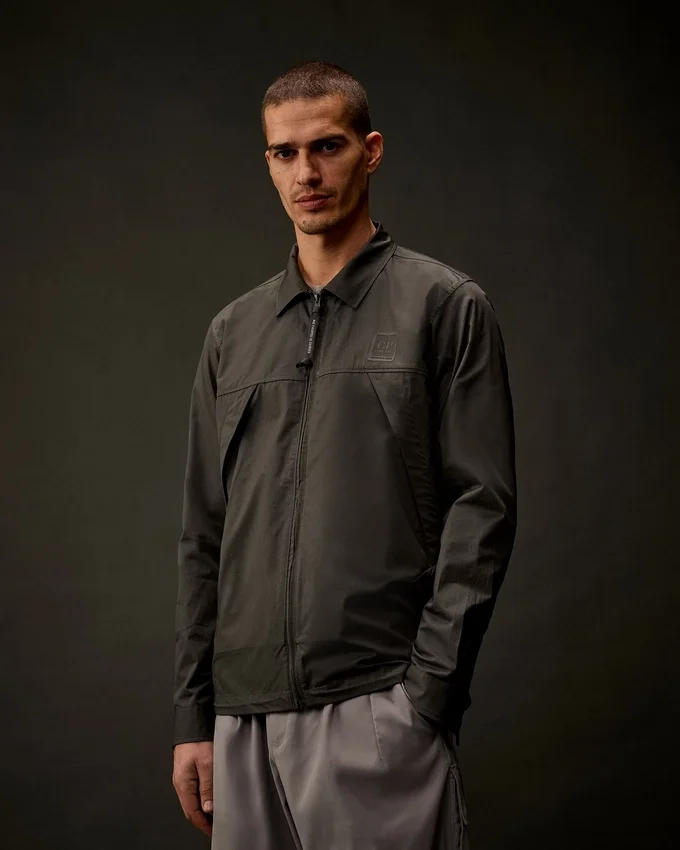 Metropolis Series gabardine overhemd met rits