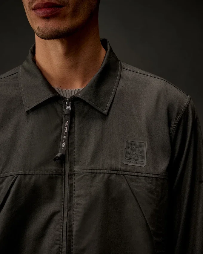 Metropolis Series gabardine overhemd met rits
