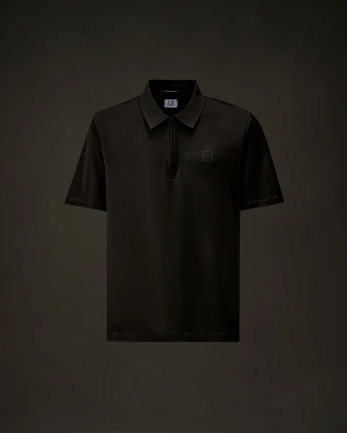 Metropolis Series gemerceriseerde jersey polo met korte mouwen en halve rits