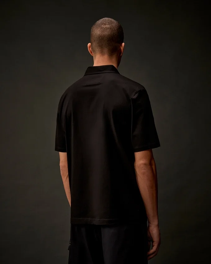 Metropolis Series gemerceriseerde jersey polo met korte mouwen en halve rits