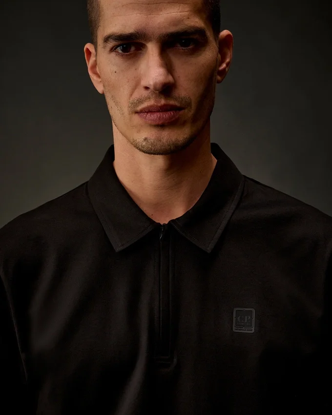 Metropolis Series gemerceriseerde jersey polo met korte mouwen en halve rits