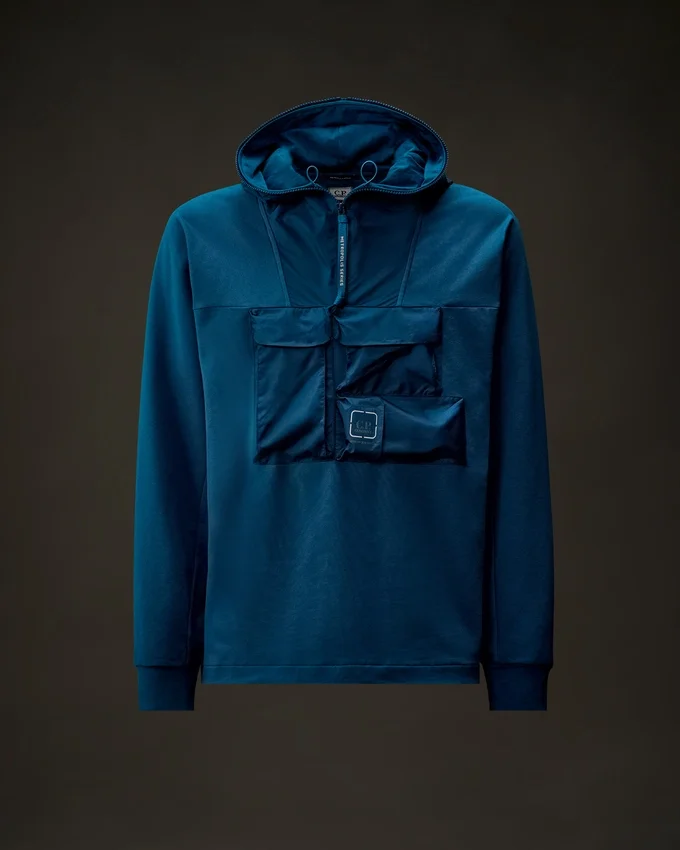 Metropolis Series stretchfleece sweatshirt met capuchon en halve rits