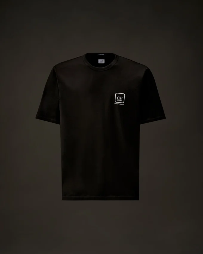 Metropolis Series T-shirt met korte mouwen van gemerceriseerd jersey en bedrukt embleem