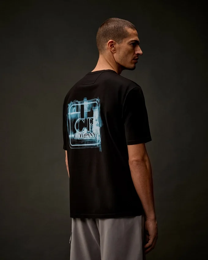 Metropolis Series T-shirt met korte mouwen van gemerceriseerd jersey en bedrukt embleem