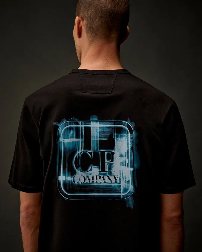 Metropolis Series T-shirt met korte mouwen van gemerceriseerd jersey en bedrukt embleem
