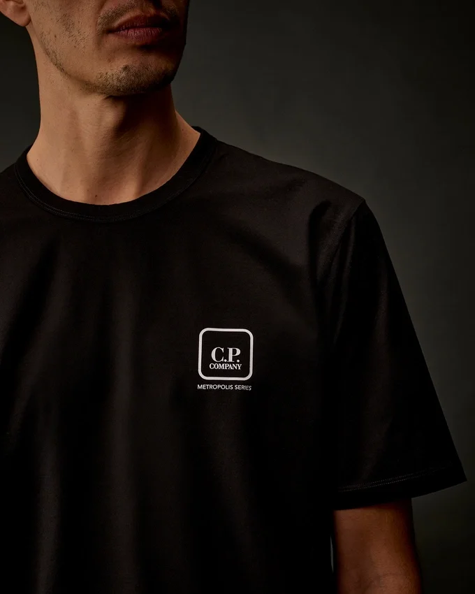 Metropolis Series T-shirt met korte mouwen van gemerceriseerd jersey en bedrukt embleem