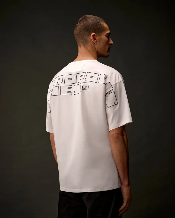 Metropolis Series T-shirt met korte mouwen van gemerceriseerd jersey en borduursel op de rug