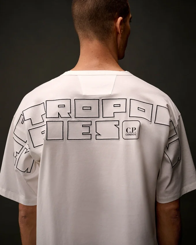 Metropolis Series T-shirt met korte mouwen van gemerceriseerd jersey en borduursel op de rug