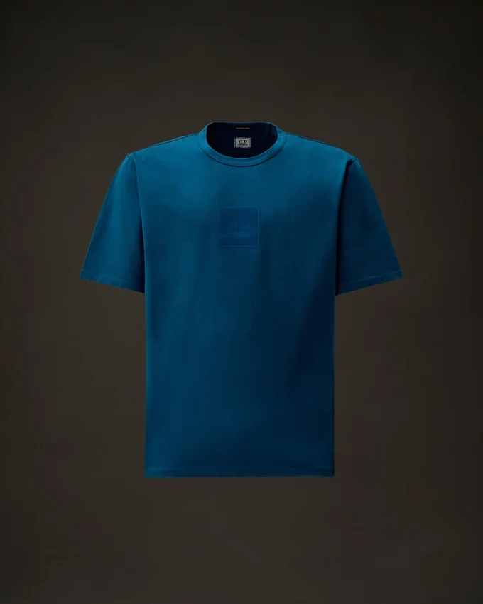 Metropolis Series T-shirt met korte mouwen van gemerceriseerd jersey en een rubberen logo-badge