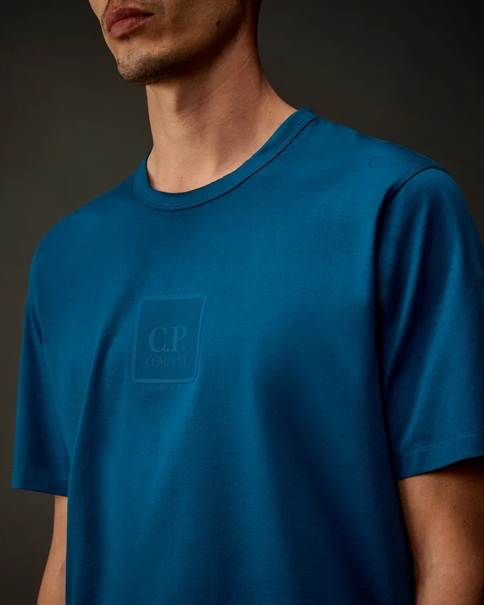 Metropolis Series T-shirt met korte mouwen van gemerceriseerd jersey en een rubberen logo-badge