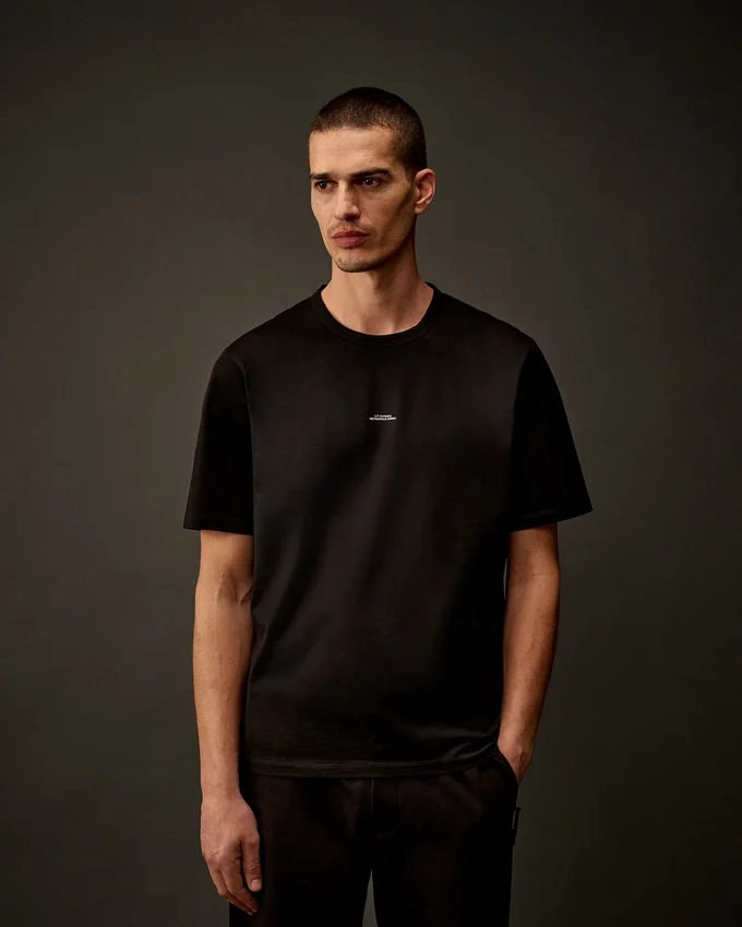 Metropolis Series T-shirt met korte mouwen van gemerceriseerd jersey en logo op de borst