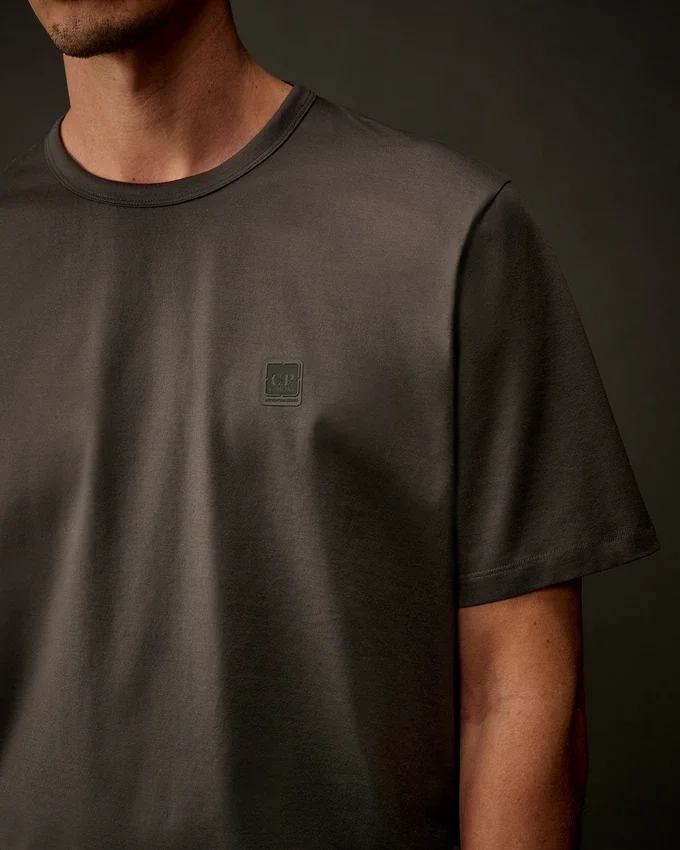 Metropolis Series T-shirt met korte mouwen van gemerceriseerd jersey en logo op de borst