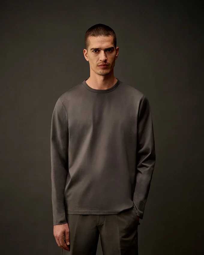 Metropolis Series T-shirt met lange mouwen van gemerceriseerd jersey