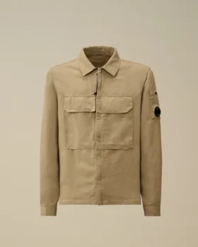 Overshirt met ritssluiting van katoen/linnen met Lens-print