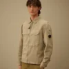 Overshirt met ritssluiting van katoen/linnen met Lens-print
