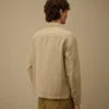 Overshirt met ritssluiting van katoen/linnen met Lens-print
