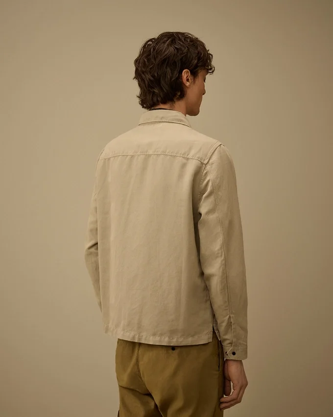 Overshirt met ritssluiting van katoen/linnen met Lens-print