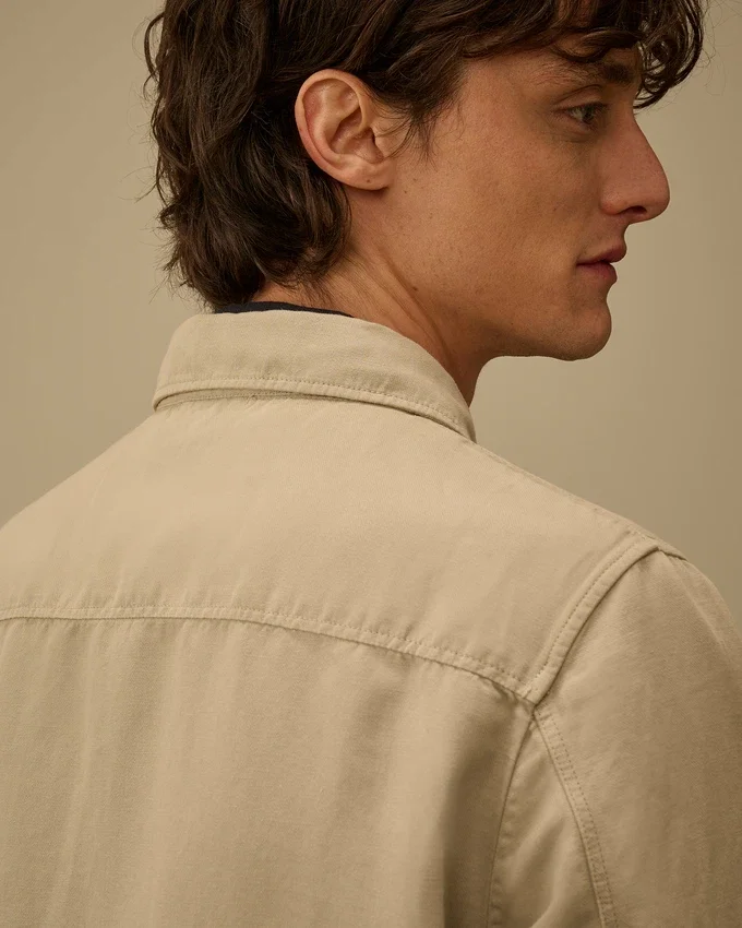 Overshirt met ritssluiting van katoen/linnen met Lens-print