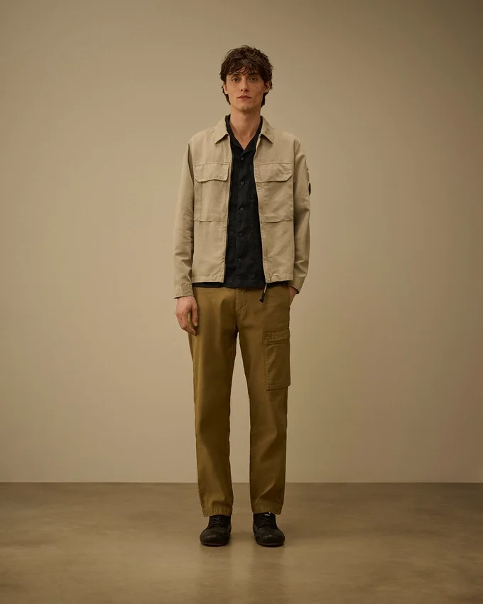 Overshirt met ritssluiting van katoen/linnen met Lens-print