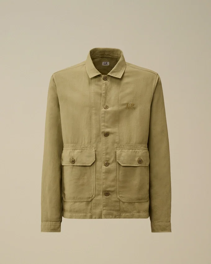 Overshirt van gebroken twill met knopen